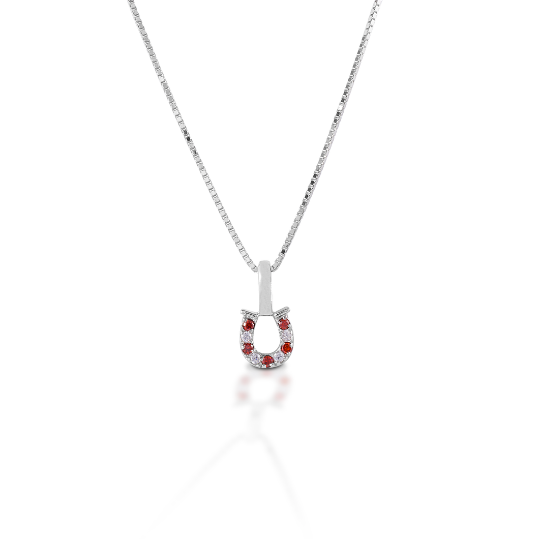 KELLY HERD RED & CLEAR HORSESHOE NECKLACE - STERLING SILVER - Henderson's Western Store