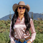 Satin Pullover Button Up by Cowgirl Tuff ~ Pink Champagne - Henderson's Western Store