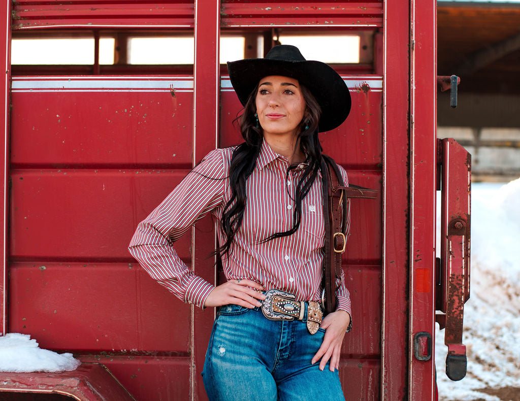 Ladies Striped Cinch ~ Red - Henderson's Western Store