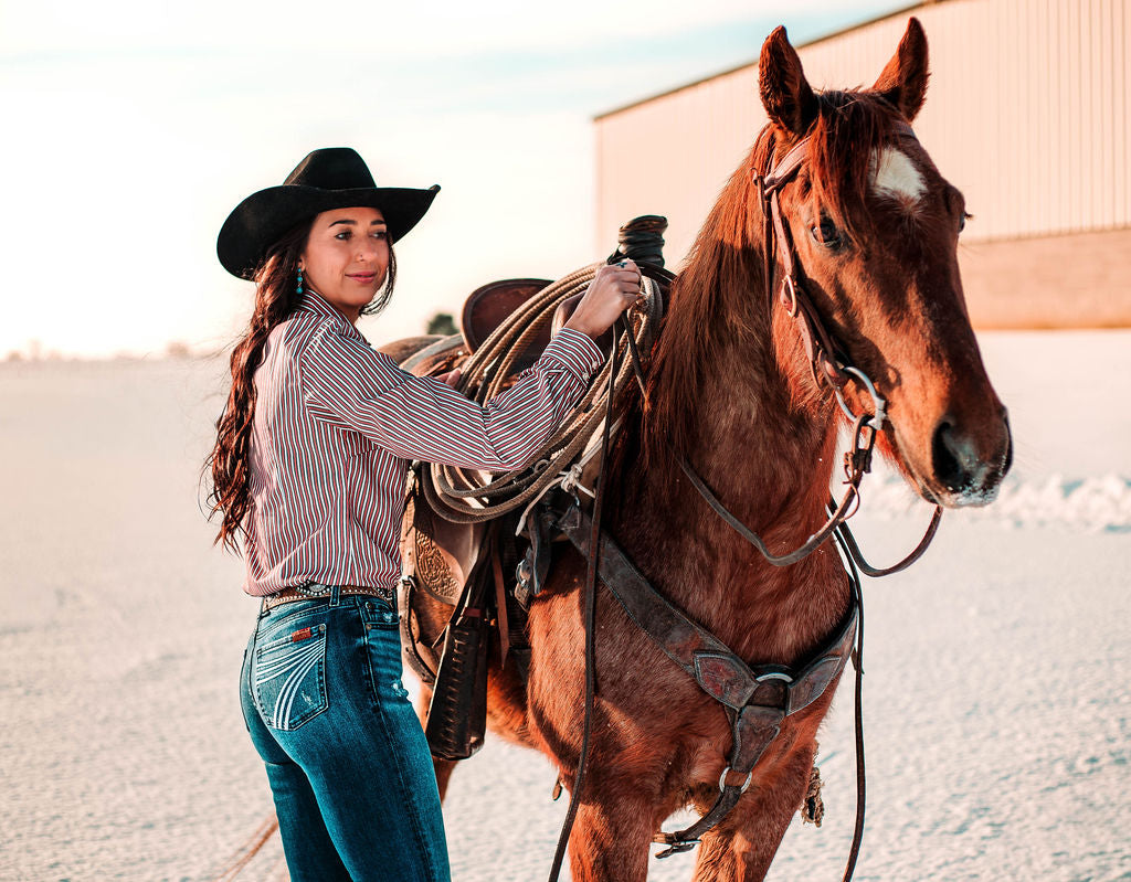 Ladies Striped Cinch ~ Red - Henderson's Western Store