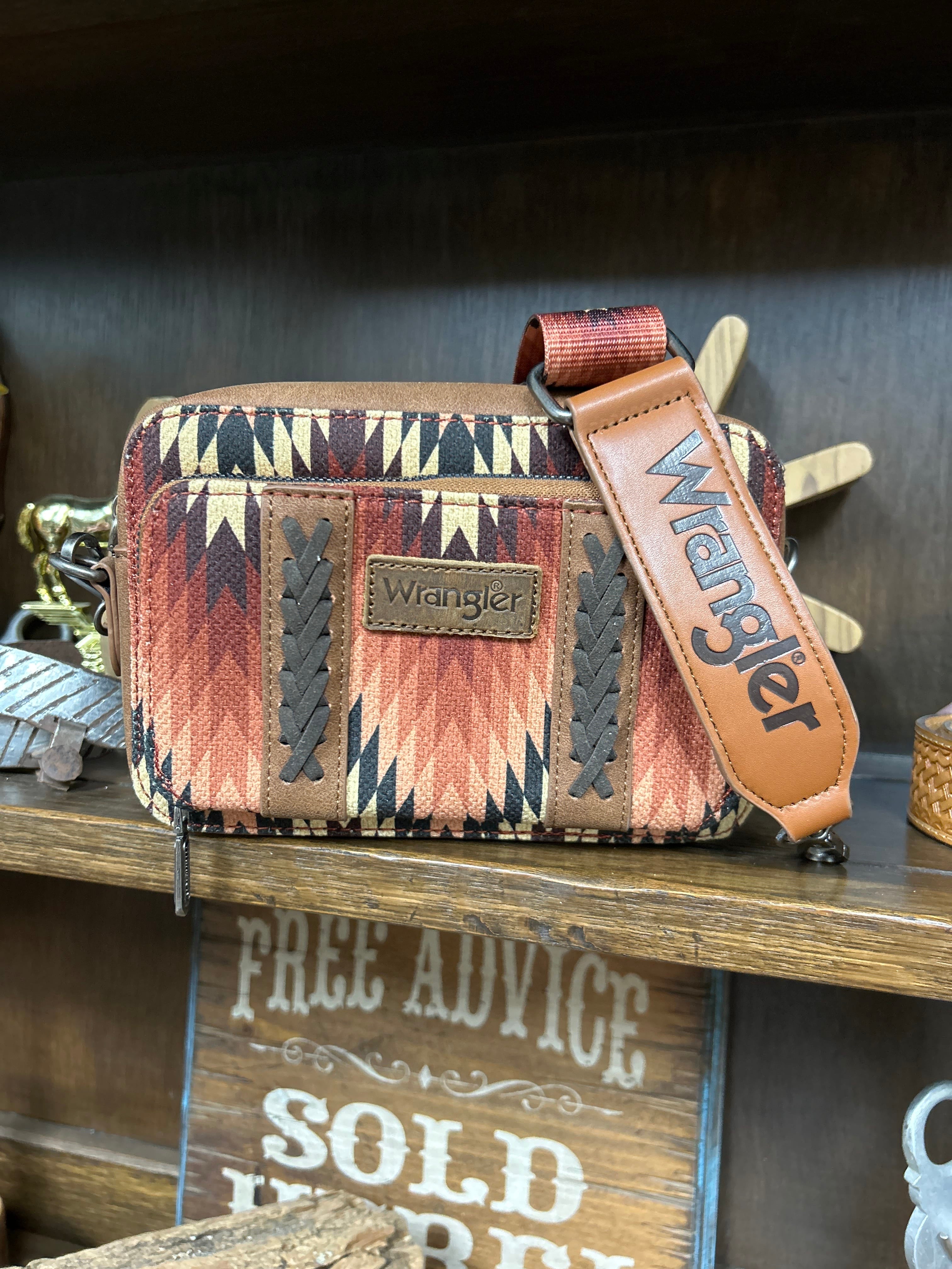 Wrangler Southwestern Dual Sided Crossbody ~ Brown - Henderson's Western Store