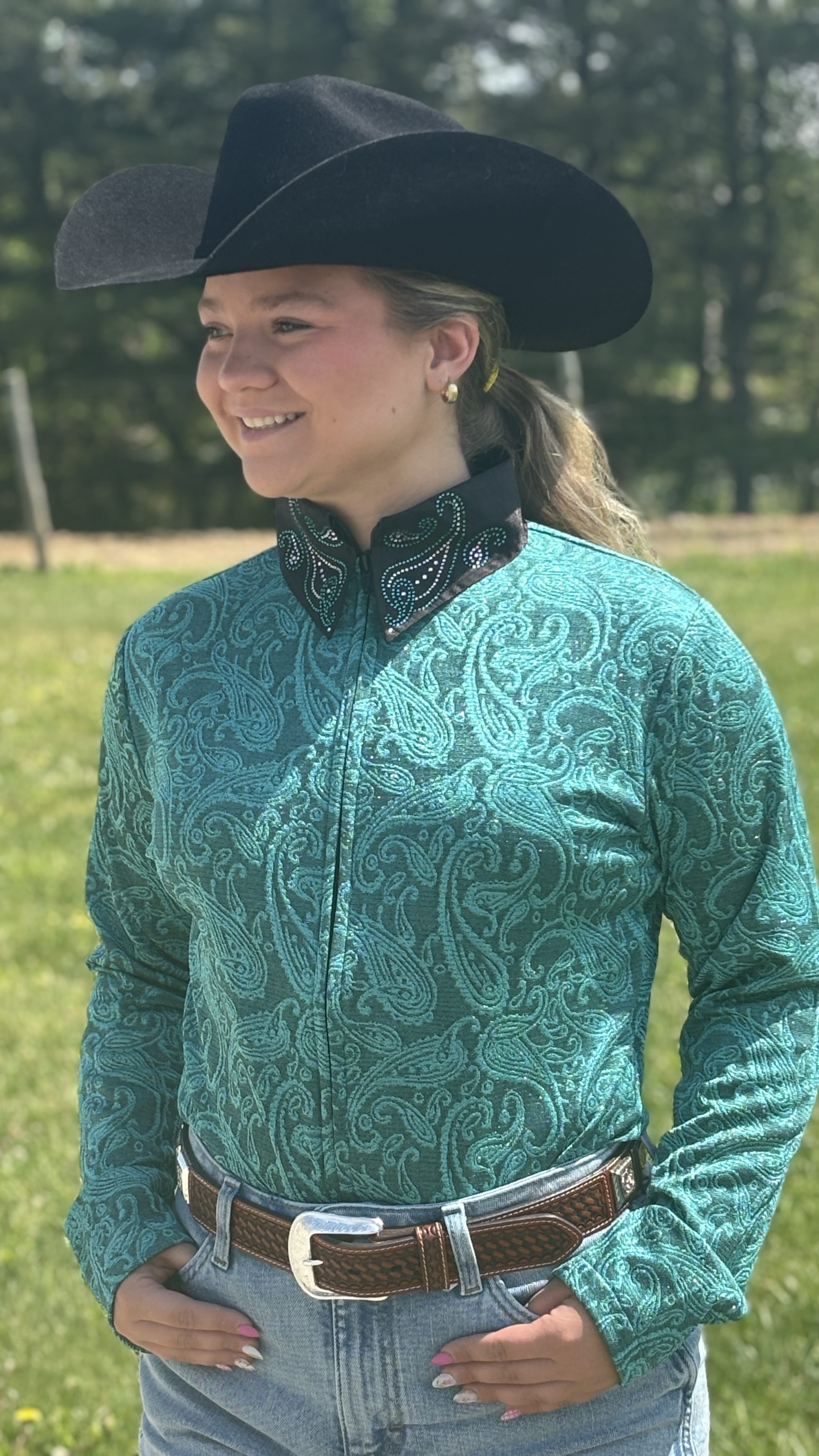 Paisley Front Zip Show Shirt - Henderson's Western Store