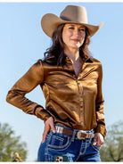 Satin Pullover Button Up by Cowgirl Tuff ~ Chocolate - Henderson's Western Store