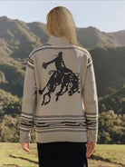 Western Cowboy Rodeo Horse Knit Sweater Cardigan - Henderson's Western Store