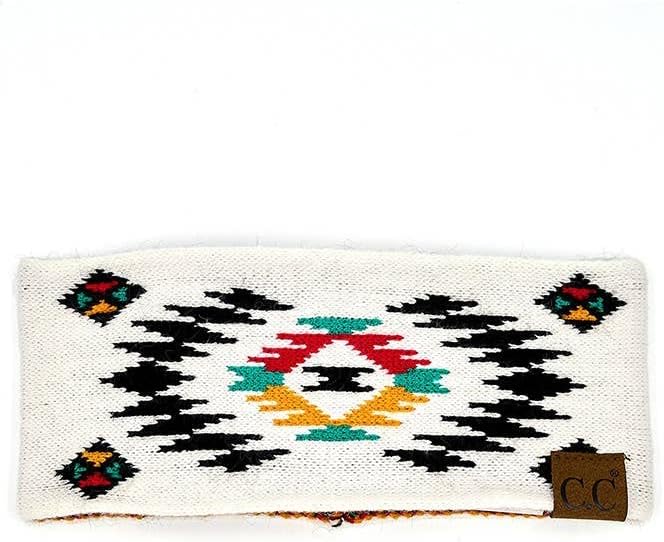 C.C Soft Aztec Headwrap ~ White - Henderson's Western Store