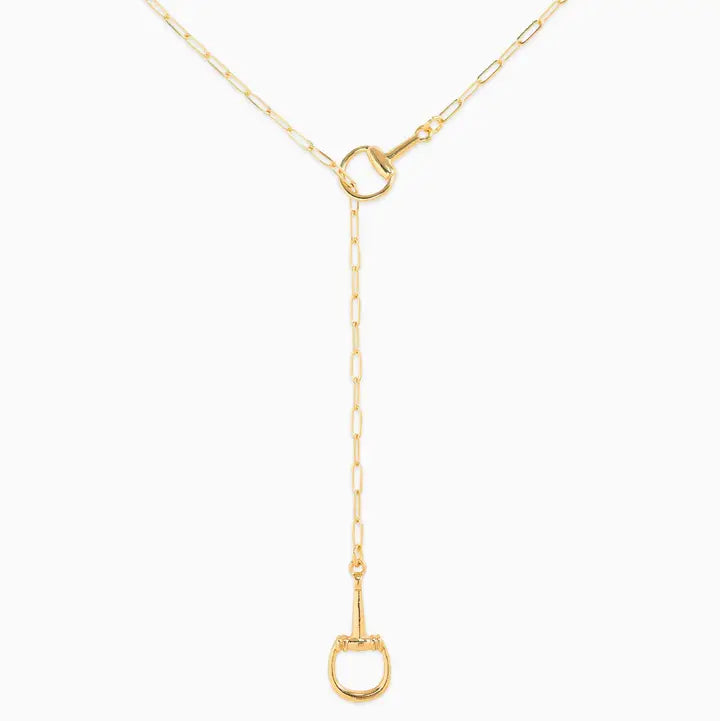 Horsebit Y-Drop Lariat Necklace ~ Gold - Henderson's Western Store