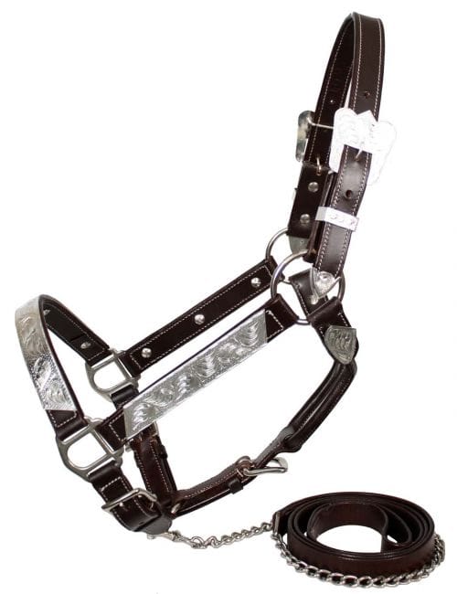 Leather Show Halter ~ Silver Bar - Henderson's Western Store