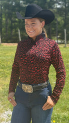 Red Raspberry Leopard Print Front Zip Shirt - Henderson's Western Store