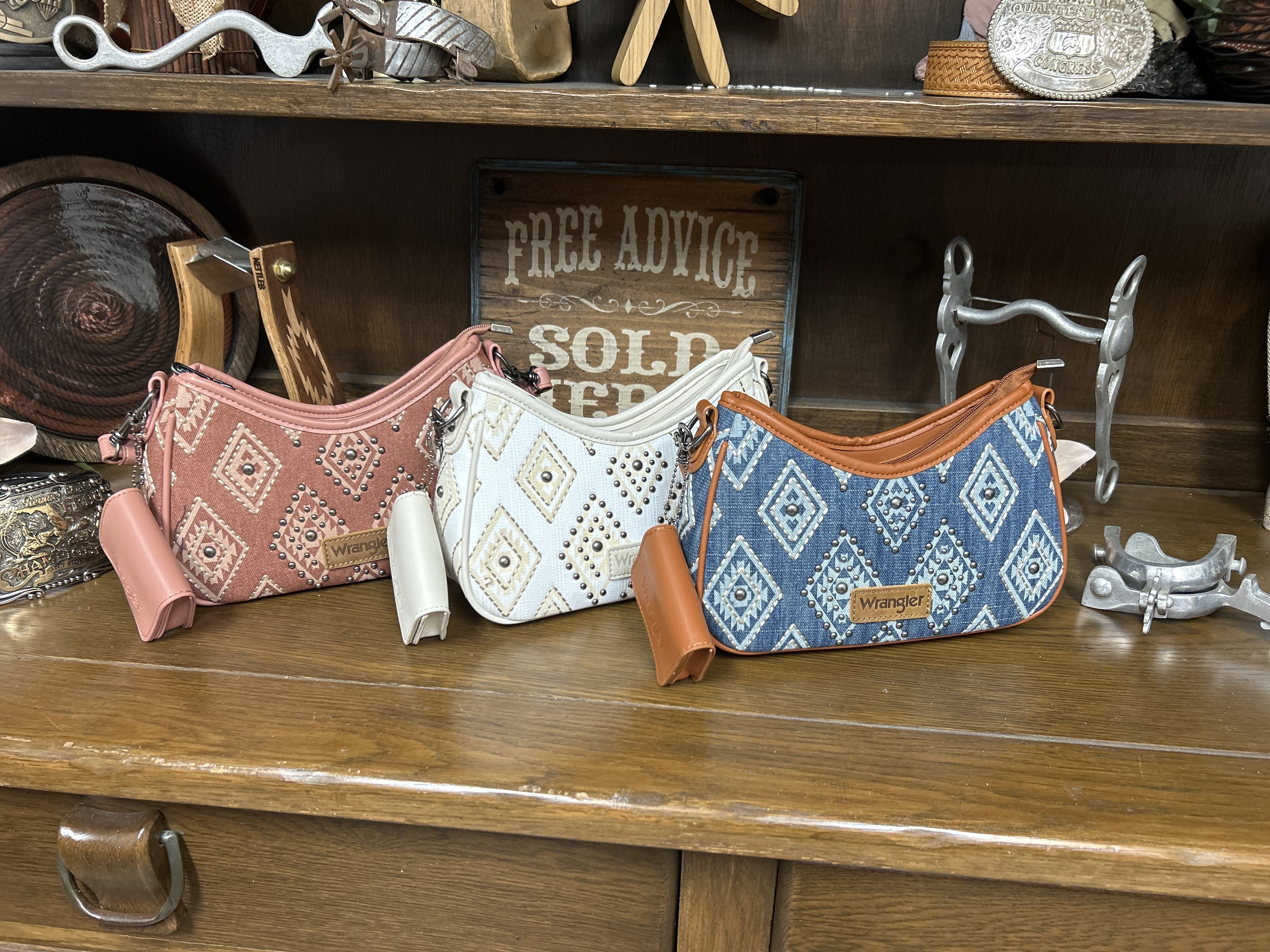 Wrangler Aztec Studded Shoulder Bag with Mini Pouch - Henderson's Western Store