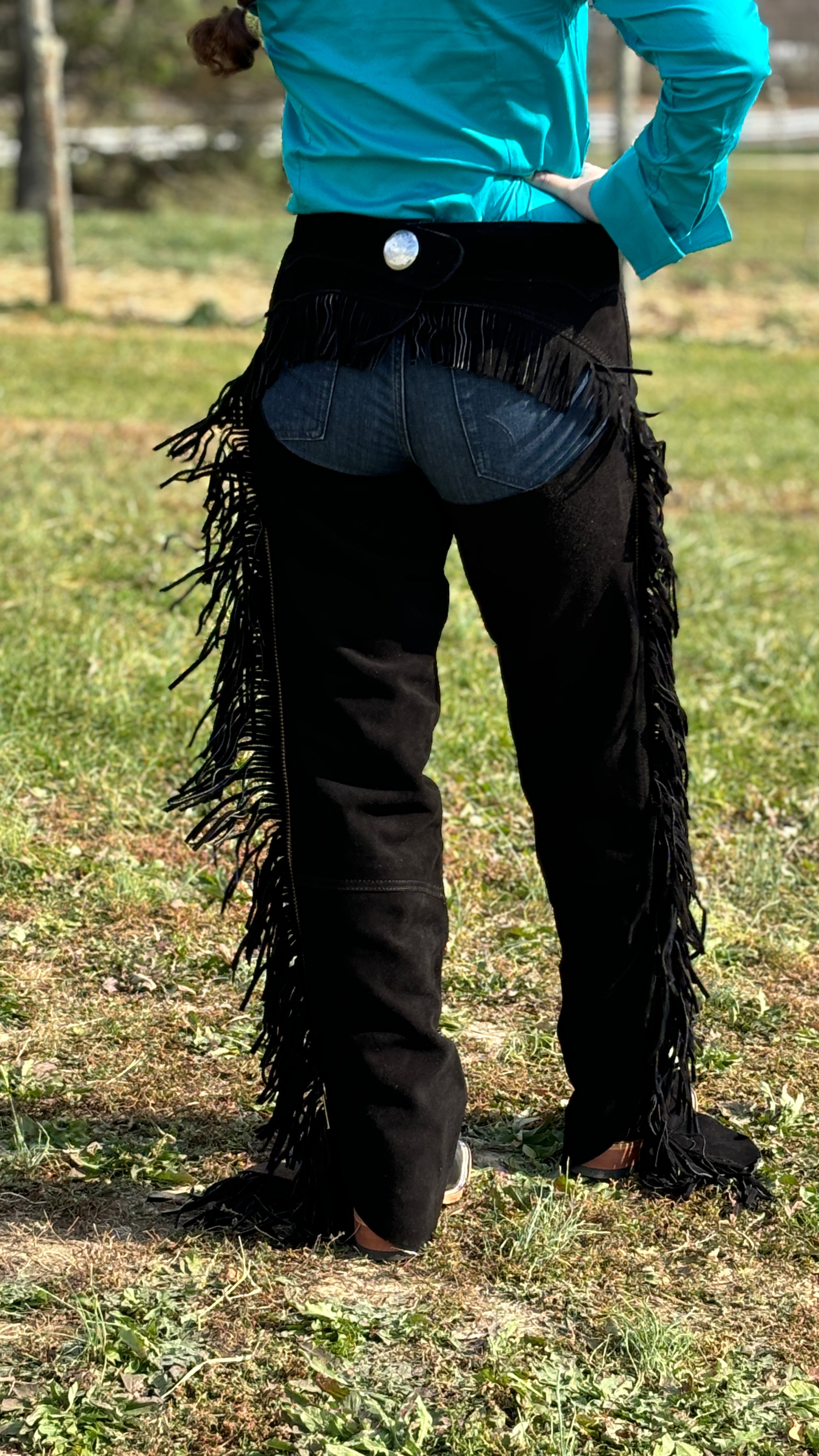 Suede Leather Chaps ~ Black - Henderson's Western Store