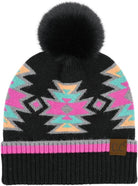 C.C Soft Southwest Beanie ~ Black/Pink ~ Youth - Henderson's Western Store