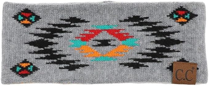 C.C Soft Aztec Headwrap ~ Grey - Henderson's Western Store