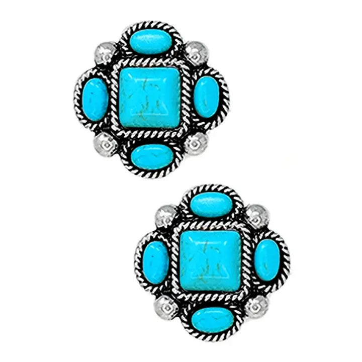Turquoise Cluster Stud Earrings - Henderson's Western Store