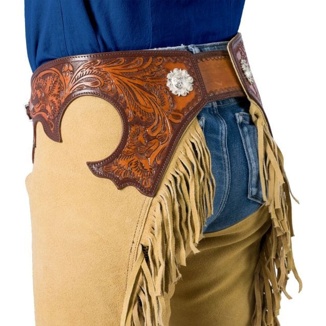 Suede Tooled Top Chaps ~ Sand