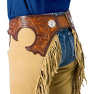 Suede Tooled Top Chaps ~ Sand - Henderson's Western Store