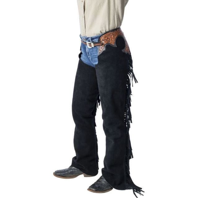 Suede Tooled Top Chaps ~ Black