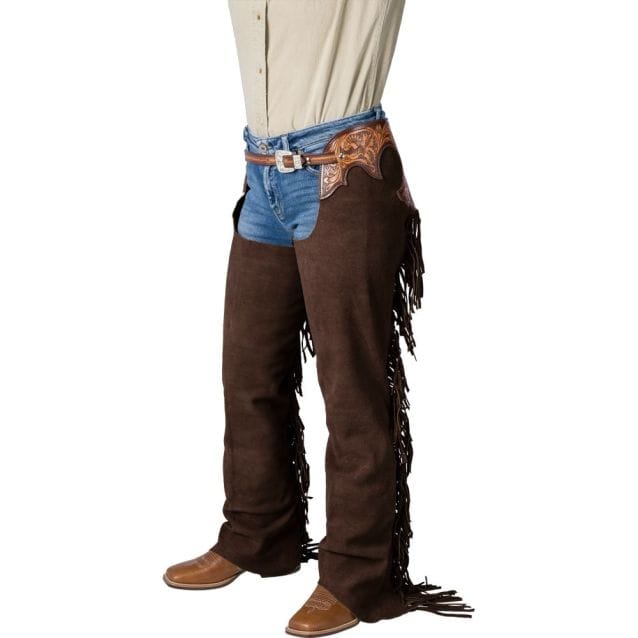 Suede Tooled Top Chaps ~ Chocolate