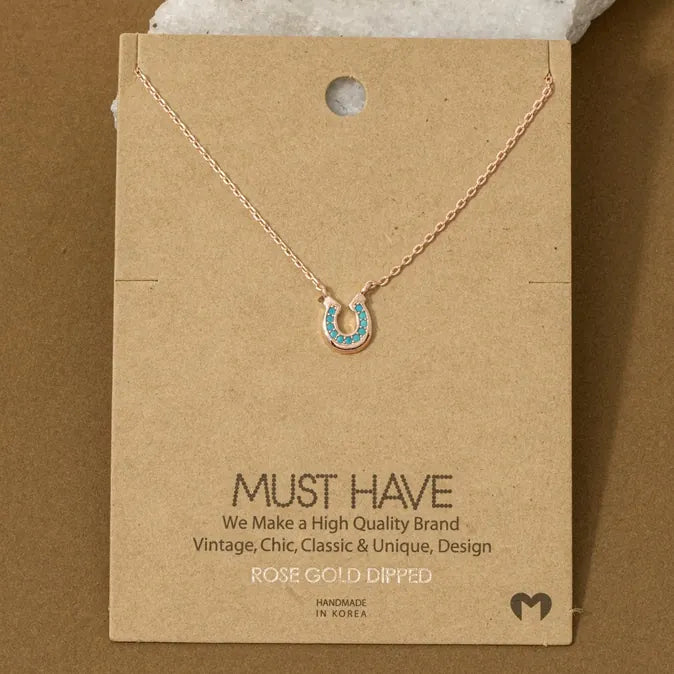 Dainty Rose Gold Horseshoe Pendant - Henderson's Western Store