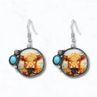 Western Highland Cow Floral Drop Earrings - Henderson's Western Store