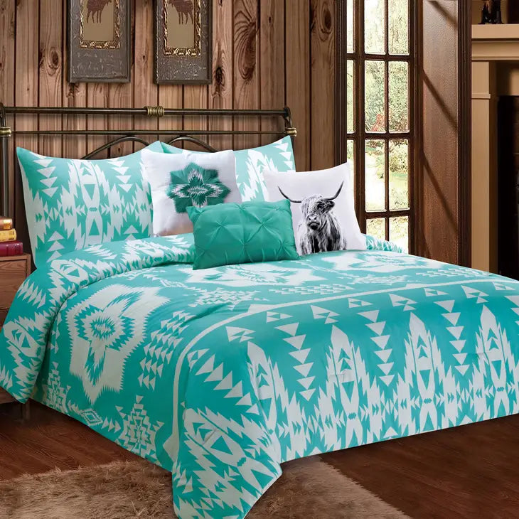 Western Linen Comforter Set ~ Turquoise - Henderson's Western Store