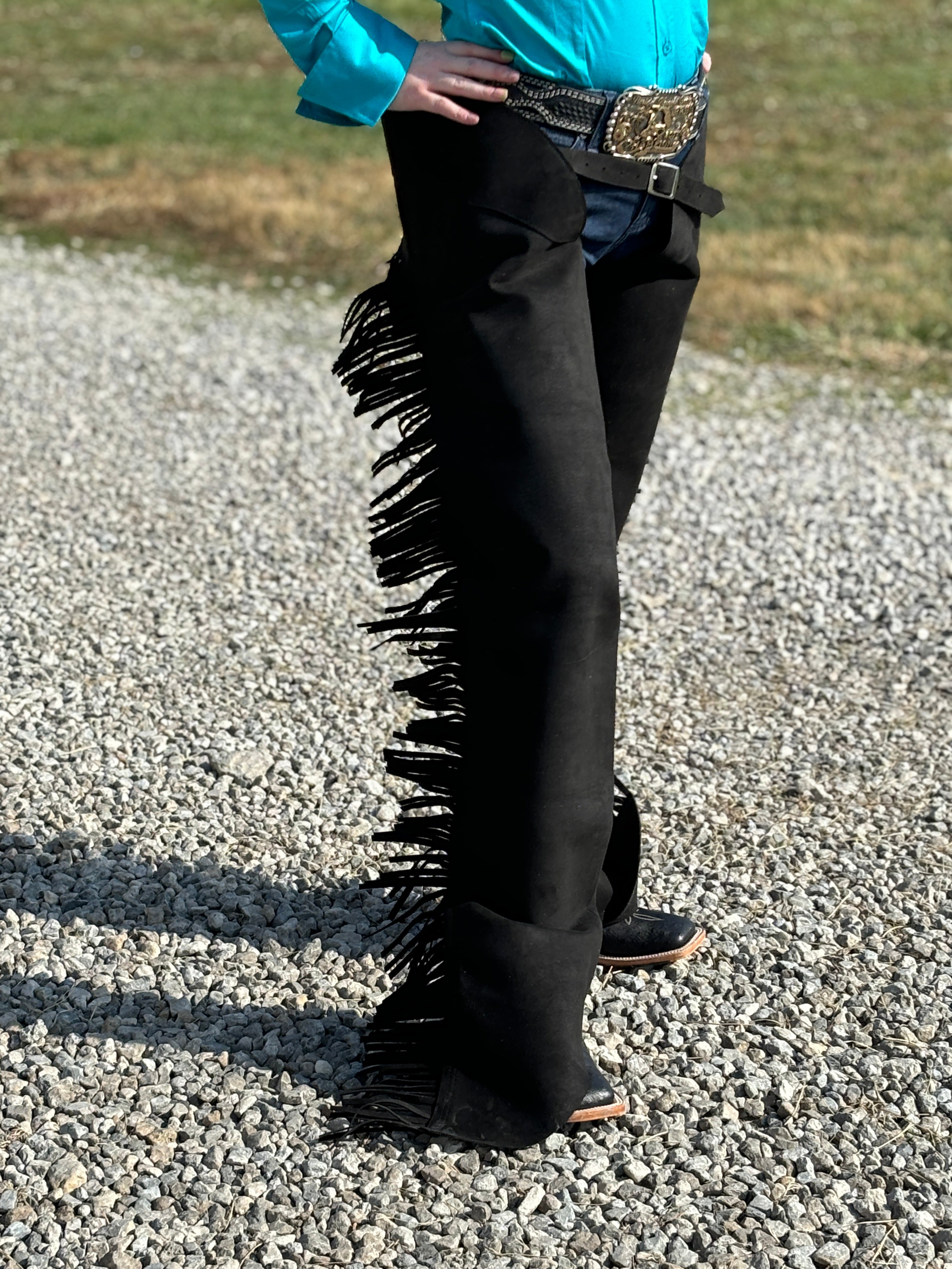 Synthetic Equitation Chaps ~ Black - Henderson's Western Store