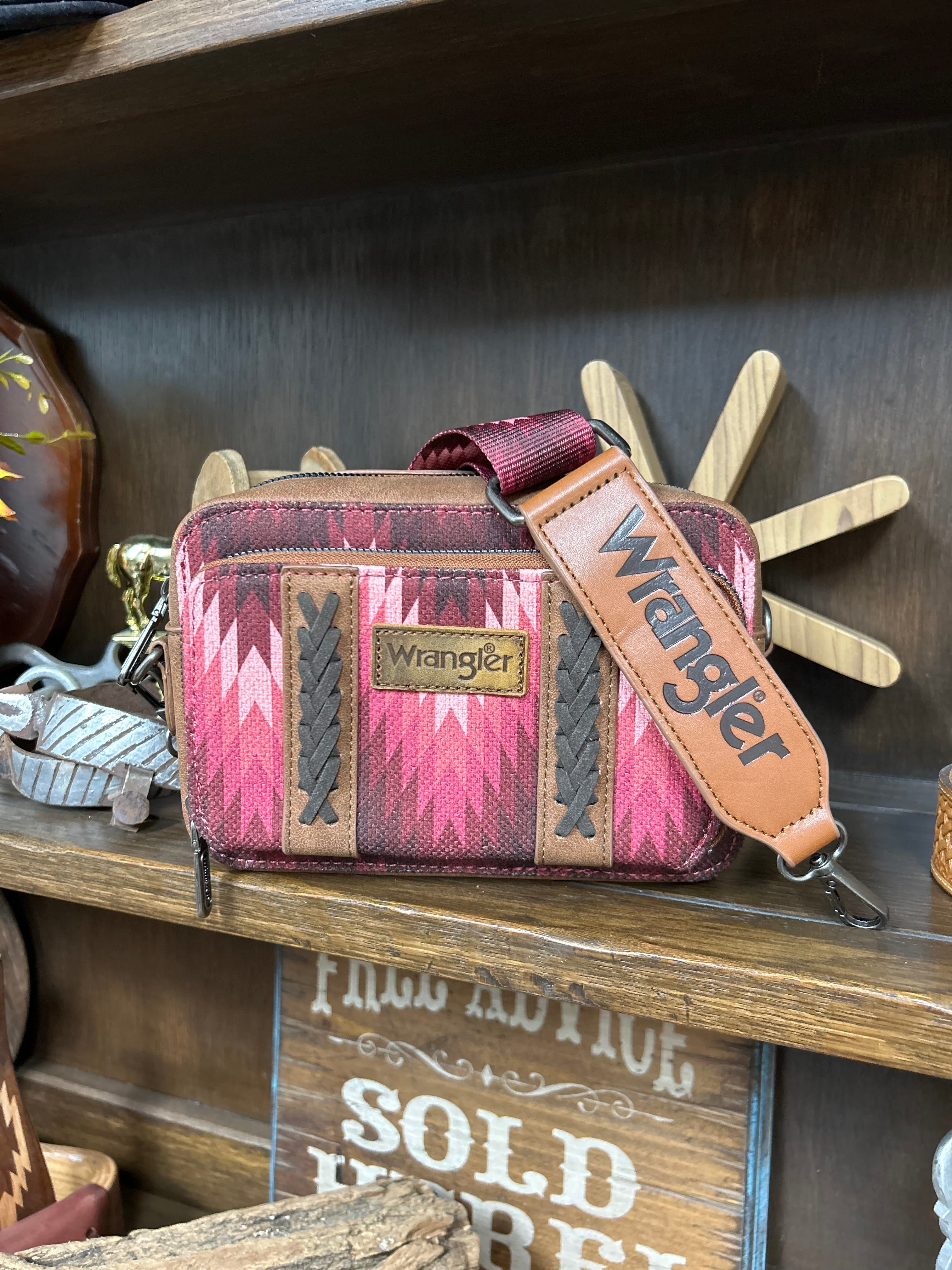 Wrangler Southwestern Dual Sided Crossbody ~ Pink - Henderson's Western Store