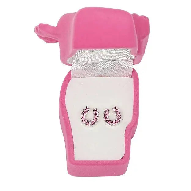 Horses Head Earrings~Horseshoe~Pink - Henderson's Western Store