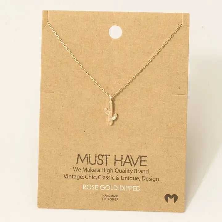 Dainty Cactus Pendant Necklace - Henderson's Western Store