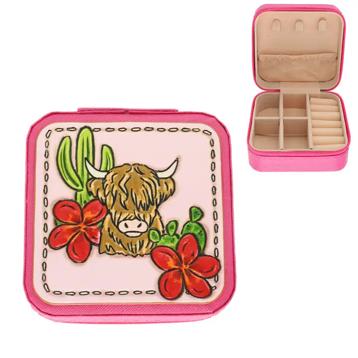 Highland Cow Tooled Leather Jewelry Box - Henderson's Western Store