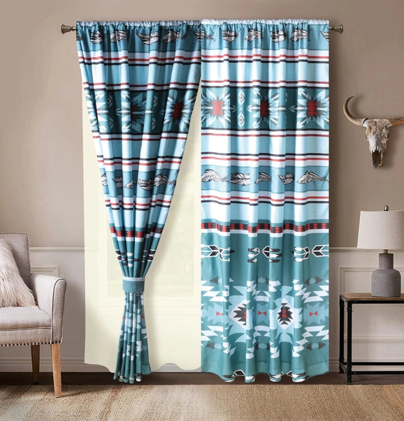 Western Linen Curtains ~ Southwest Feather - Henderson's Western Store