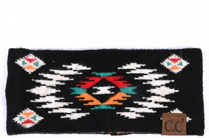 C.C Soft Aztec Headwrap ~ Black - Henderson's Western Store