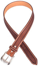 Leather Belt W/Basketweave Tooling - Henderson's Western Store