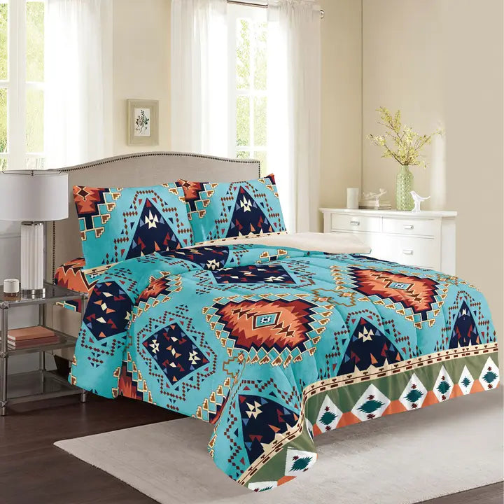 Western Linen Blanket Set ~ Aztec - Henderson's Western Store