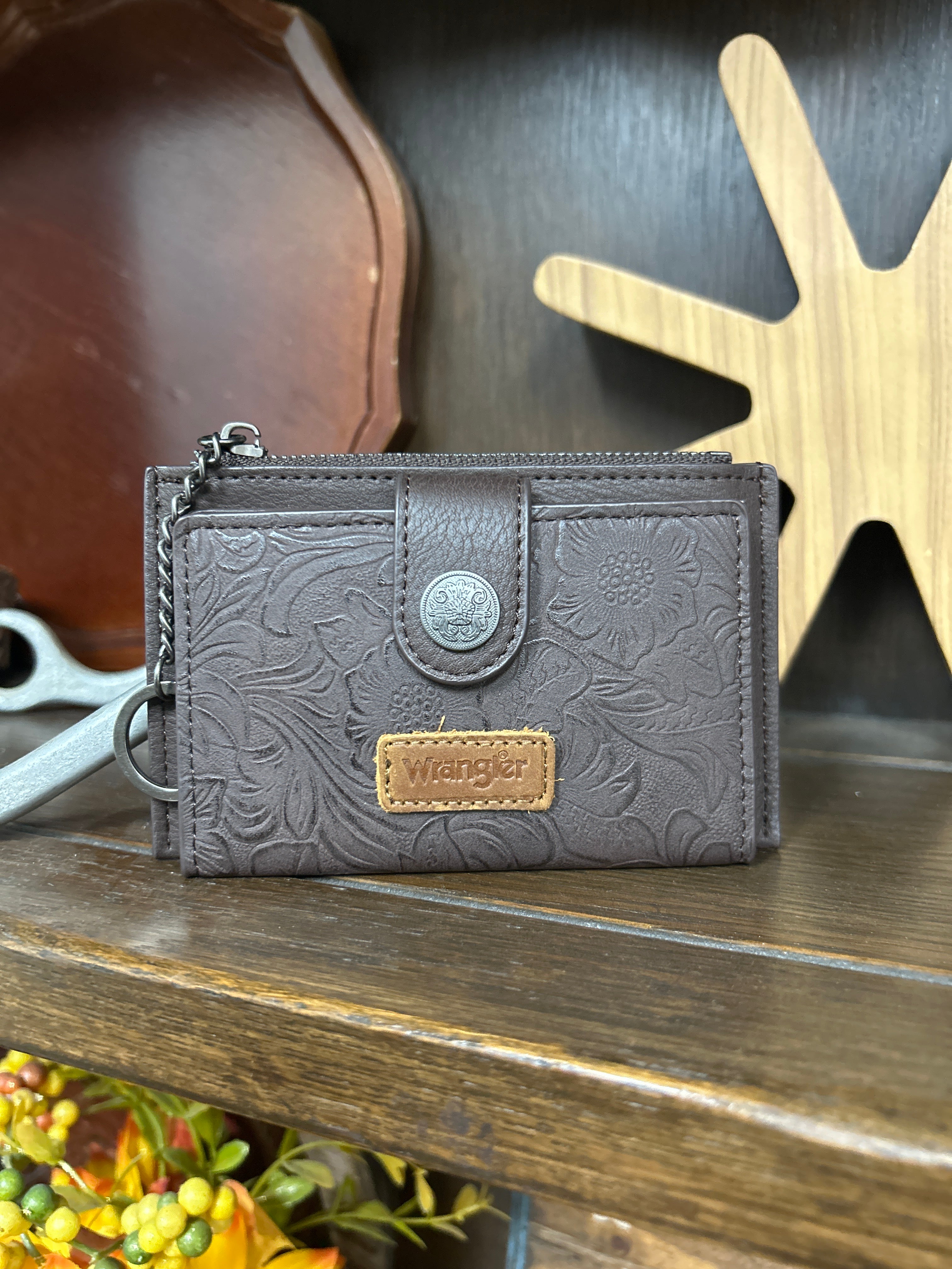 Wrangler Floral Embossed Bi-fold Wallet ~ Coffee - Henderson's Western Store