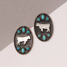 Western Oval Cow Silhouette Earrings - Henderson's Western Store