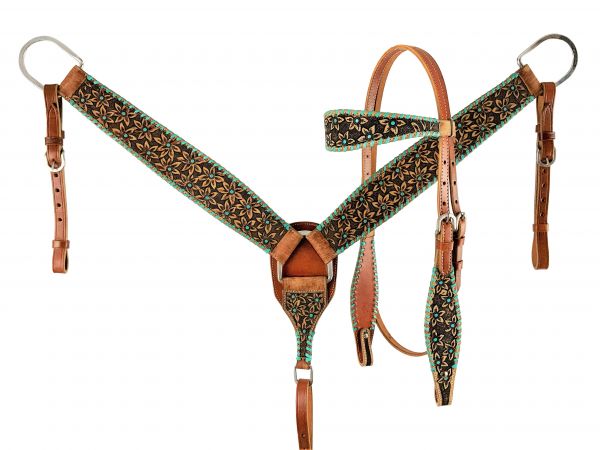 Rawhide Laced Headstall and Breast collar Set - Henderson's Western Store