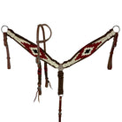 Corded One Ear & Breast Collar Set ~ Red & Brown - Henderson's Western Store
