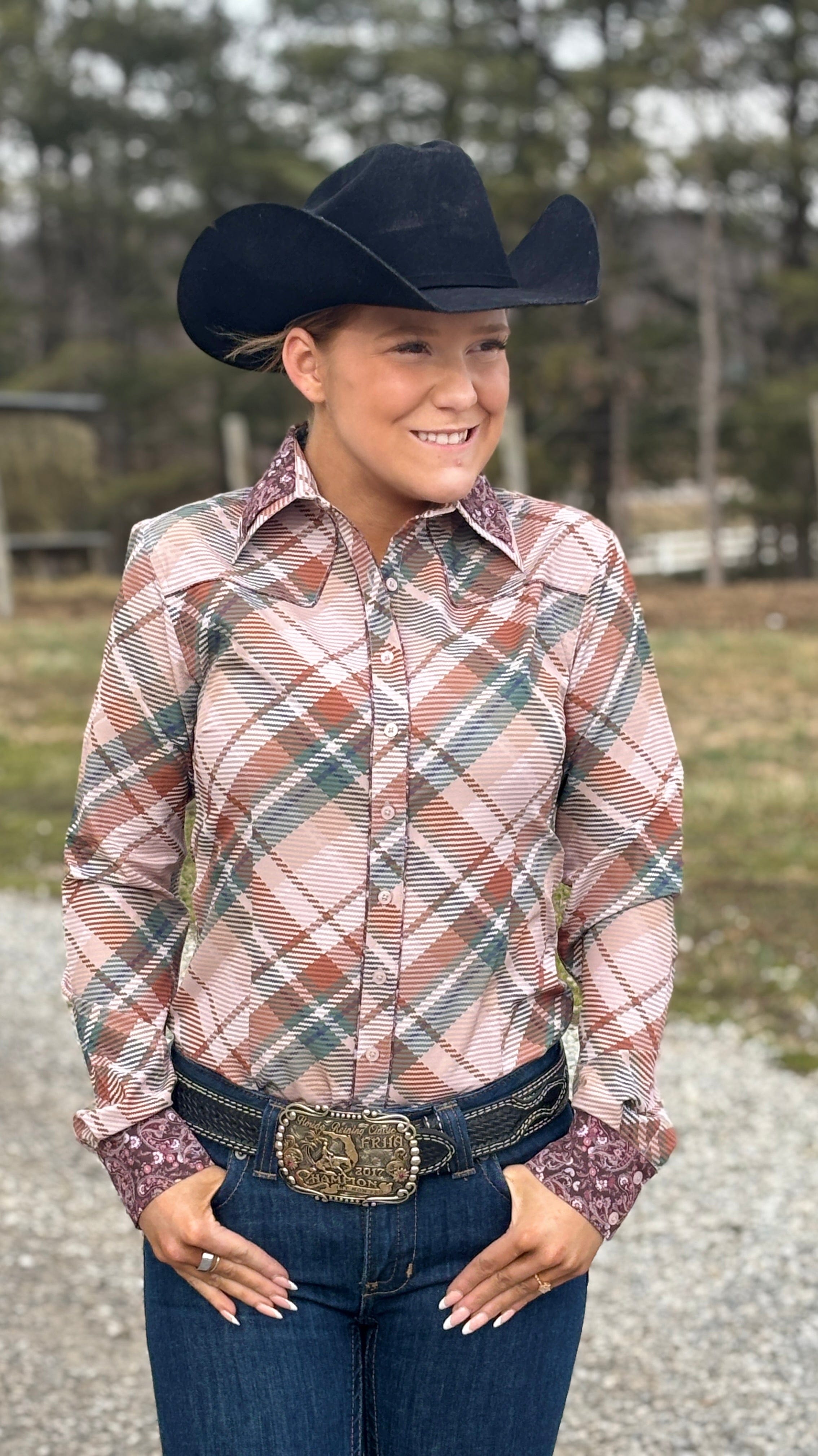 Rosewood Herringbone Easy Care Button Up - Henderson's Western Store