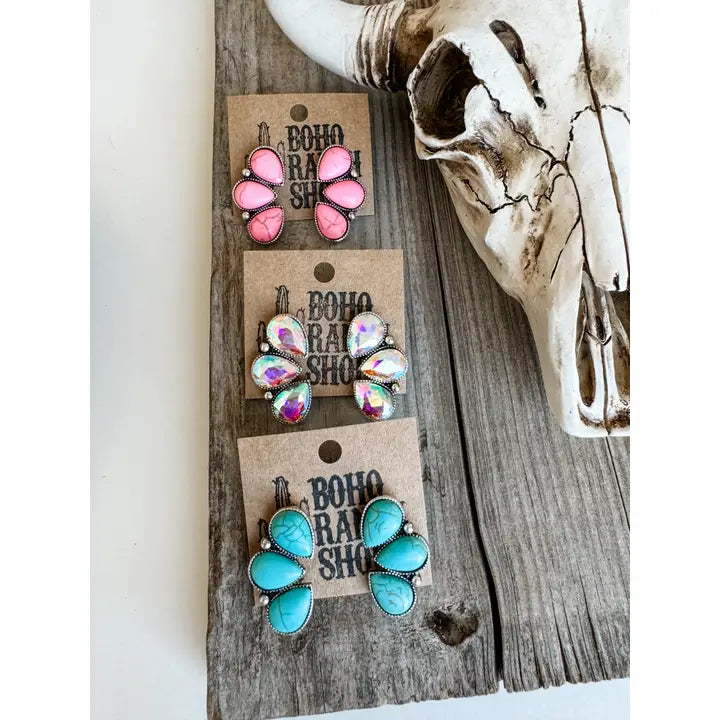 Western Stone Cluster Post Earrings - Henderson's Western Store