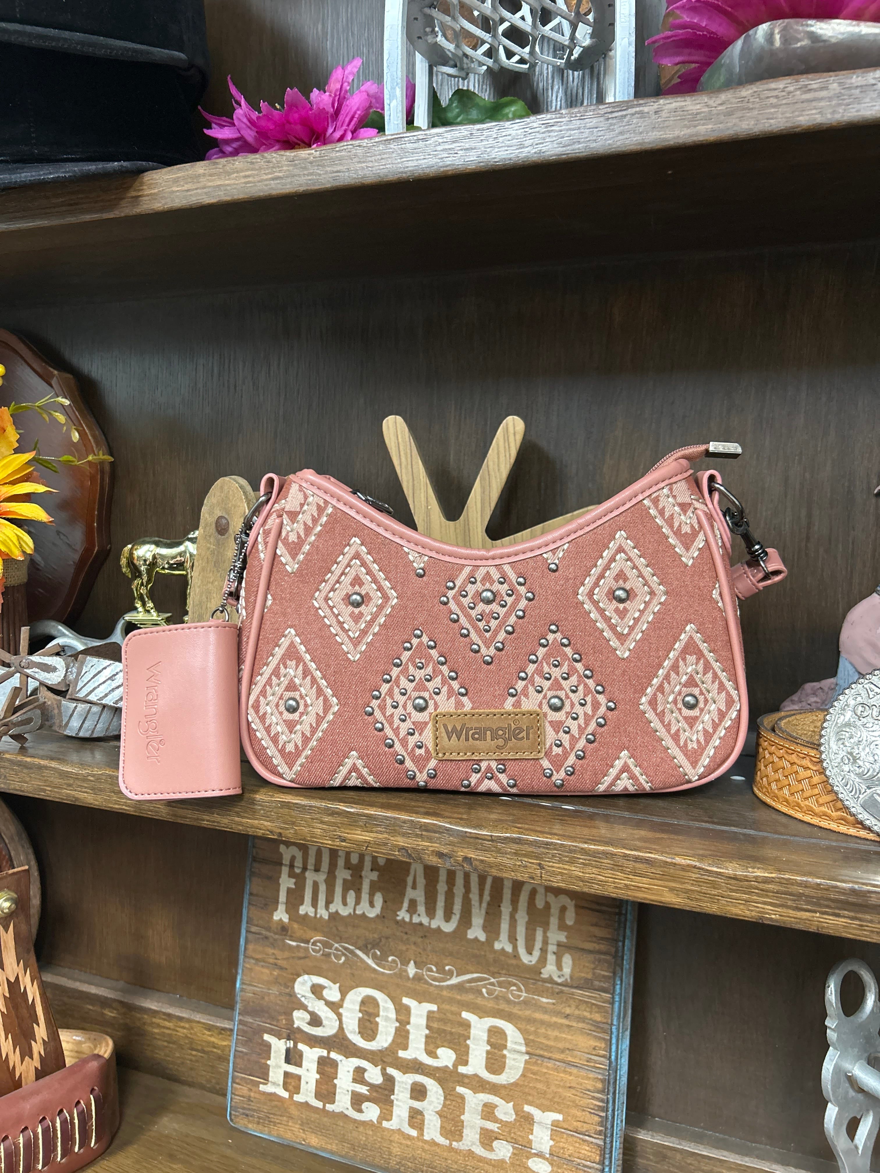 Wrangler Aztec Studded Shoulder Bag with Mini Pouch - Henderson's Western Store