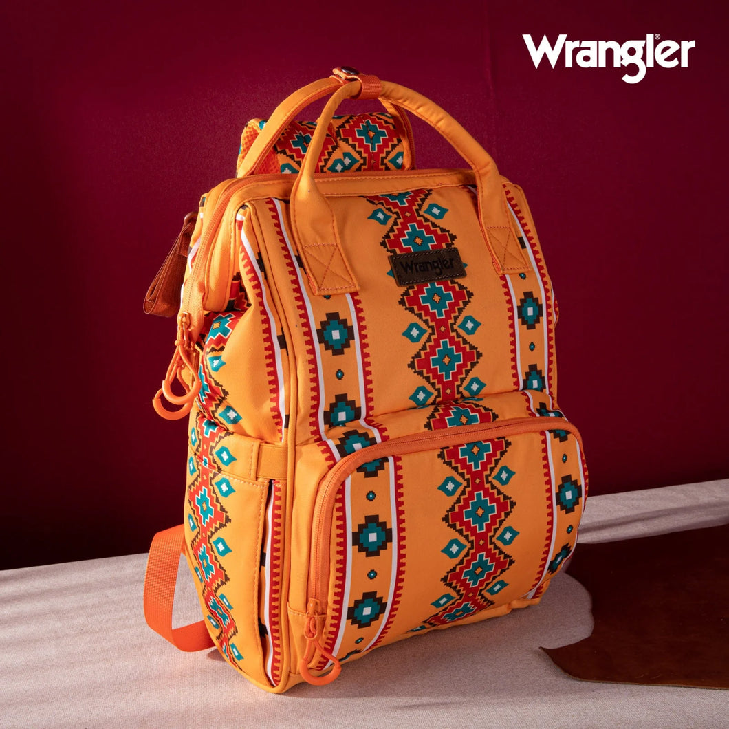 Wrangler Aztec Printed Callie Backpack ~ Orange - Henderson's Western Store