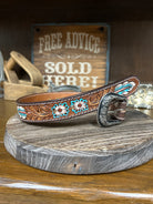 Leather Floral Tooler Feather Belt - Henderson's Western Store