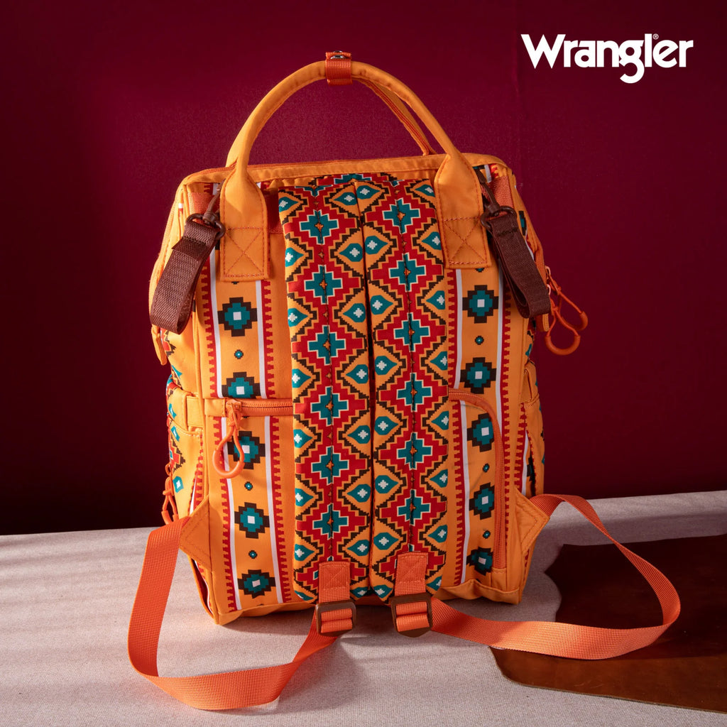 Wrangler Aztec Printed Callie Backpack ~ Orange - Henderson's Western Store