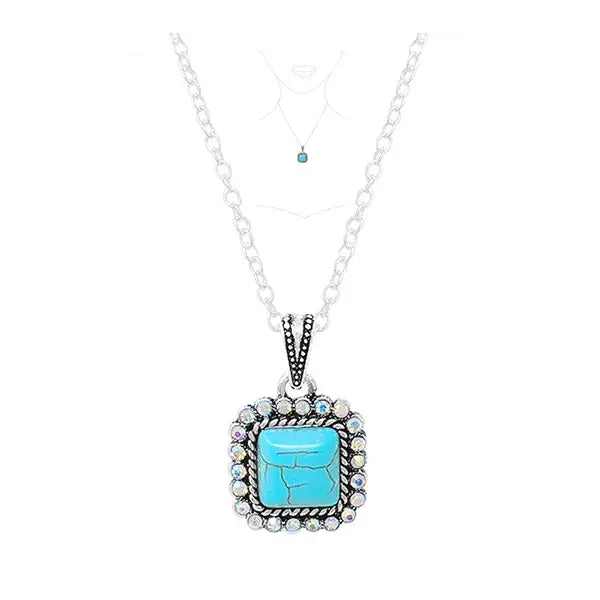 Turquoise Crystal Western Necklace - Henderson's Western Store