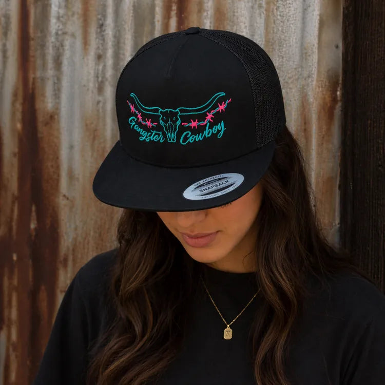 Barbed Wire Snapback ~ Teal & Pink - Henderson's Western Store