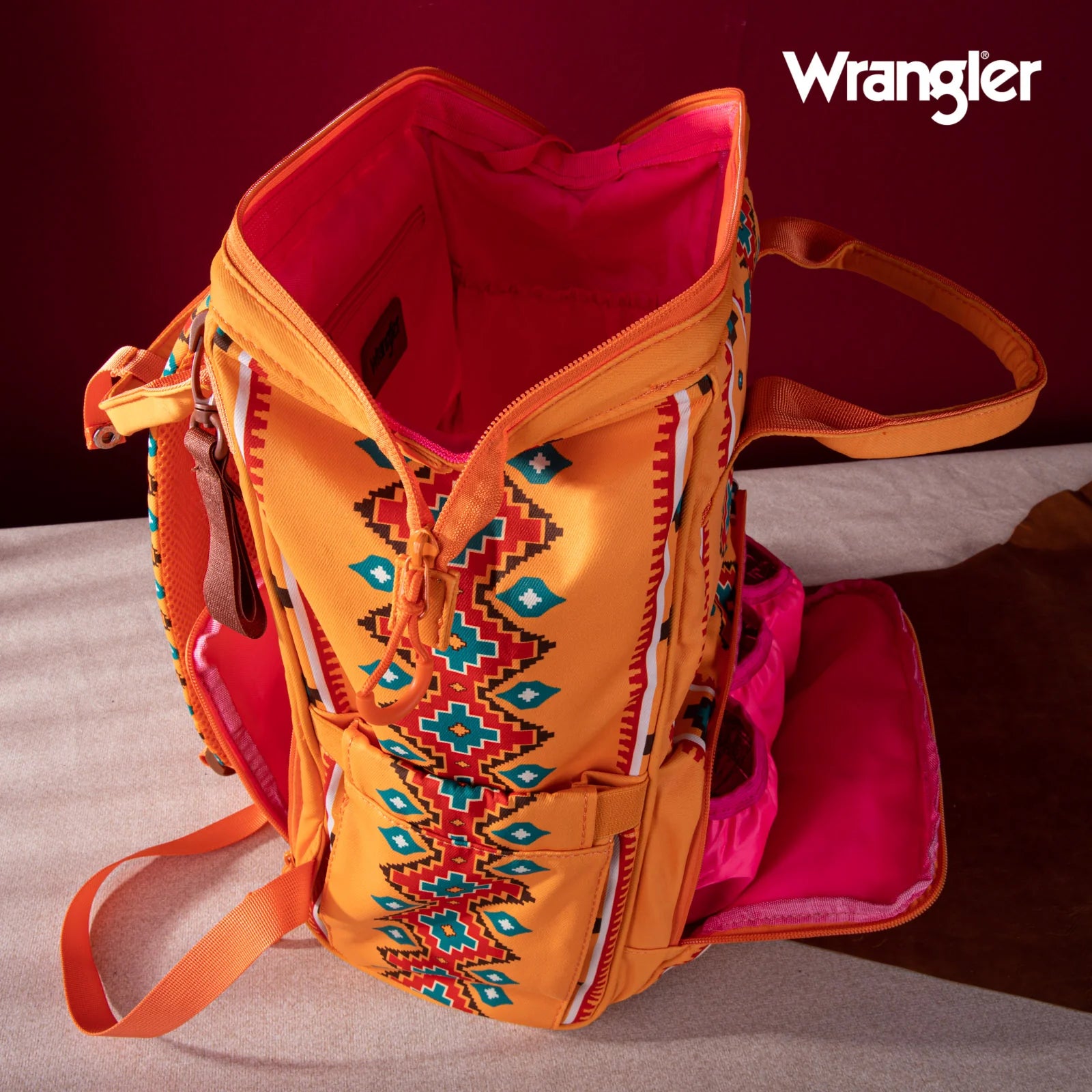 Wrangler Aztec Printed Callie Backpack Orange Henderson s Western Store