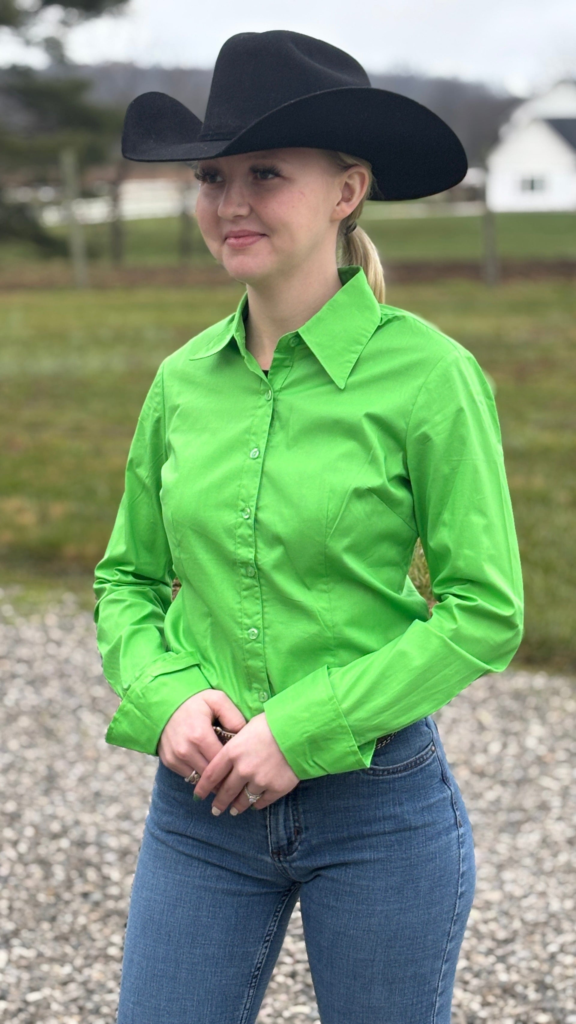 Solid Button Down Shirts ~ Lime 3 X-Large