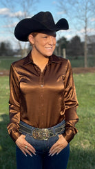 Satin Pullover Button Up by Cowgirl Tuff ~ Chocolate - Henderson's Western Store