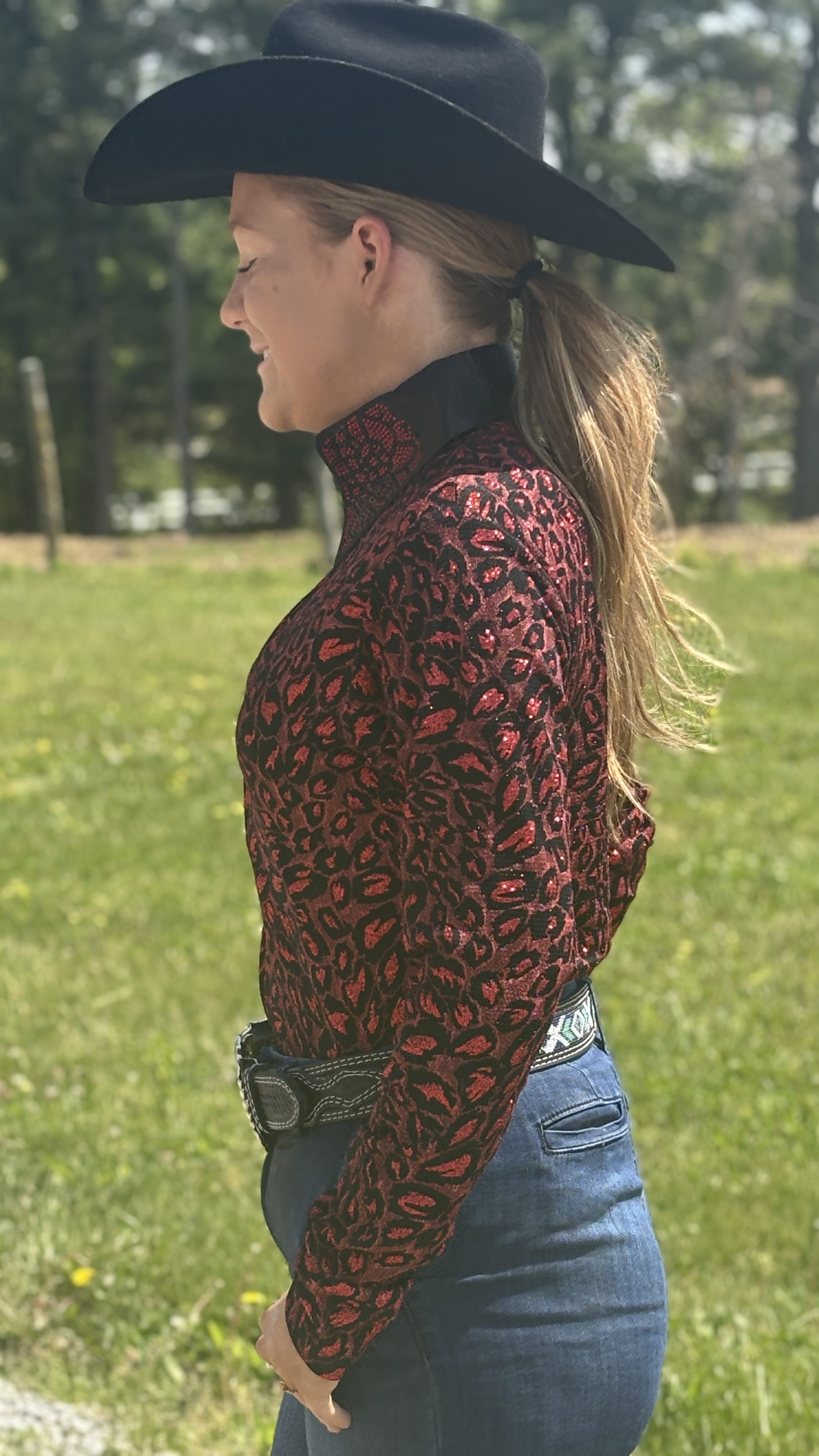 Red Raspberry Leopard Print Front Zip Shirt - Henderson's Western Store