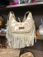 Wrangler Cow Print Fringe Shoulder Hobo Bag - Henderson's Western Store